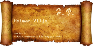 Haiman Vilja névjegykártya